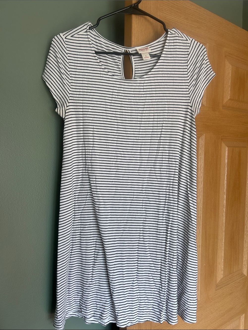 Mossimo Supply Co. White and Black Striped Short-Sleeve Dress